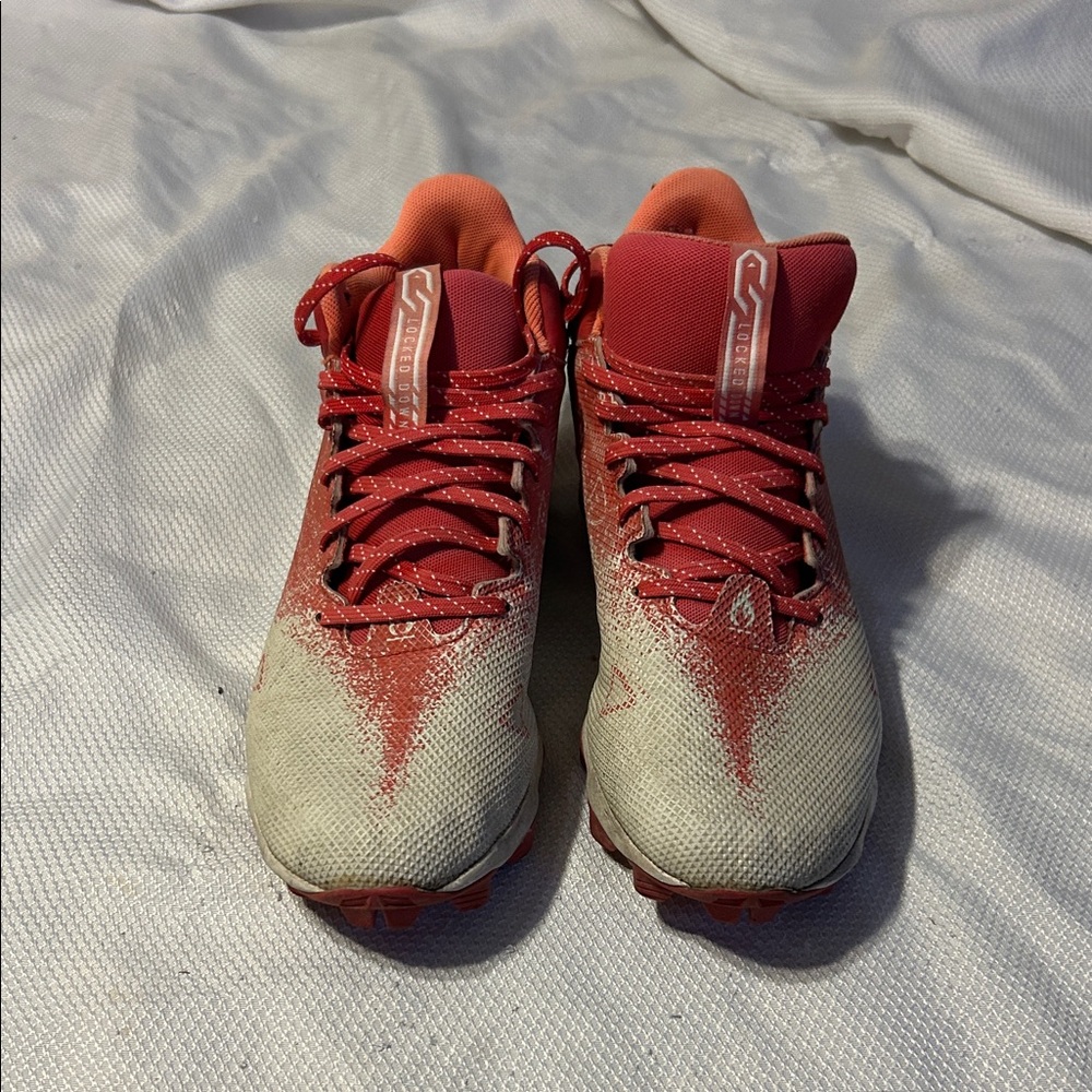 Under Armor Orange/tef and White cleats